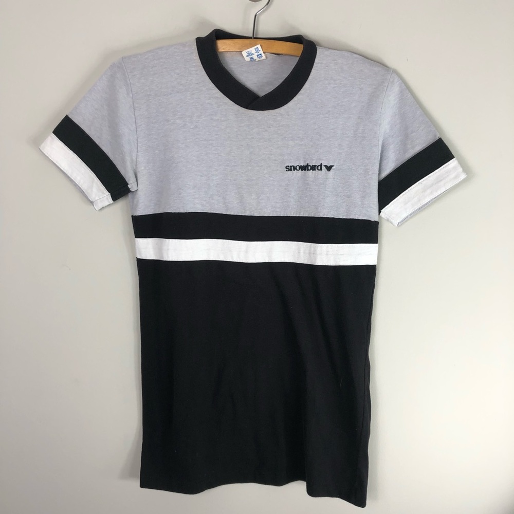 Vintage Snowbird Champion Crewneck Short Sleeve Striped Tee Shirt *14